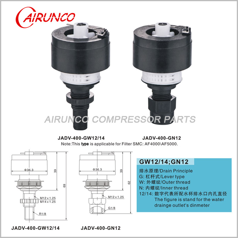 applicable automatic drain valve filter SMC AF4000-AF5000 GW12/14